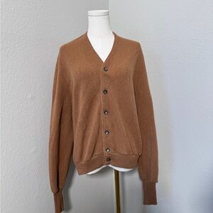 VINTAGE ARNOLD PALMER & ROBERT BRUCE LIGHT BROWN CARDIGAN M